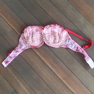 Pink and Red Floral Bra